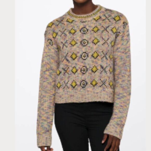 RE/DONE 50s mohair oversized crop crewneck sweater in rainbow marl SIZE Small - Picture 1 of 4